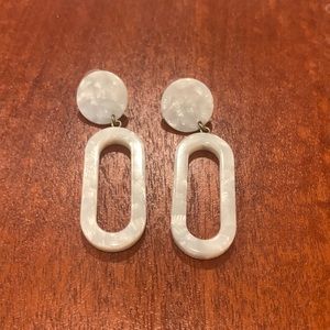 White Acrylic Statement Earrings